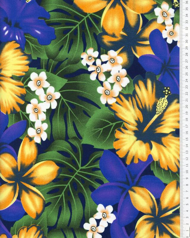 Polynesian fabric NEHENEHE Blue - Tissushop